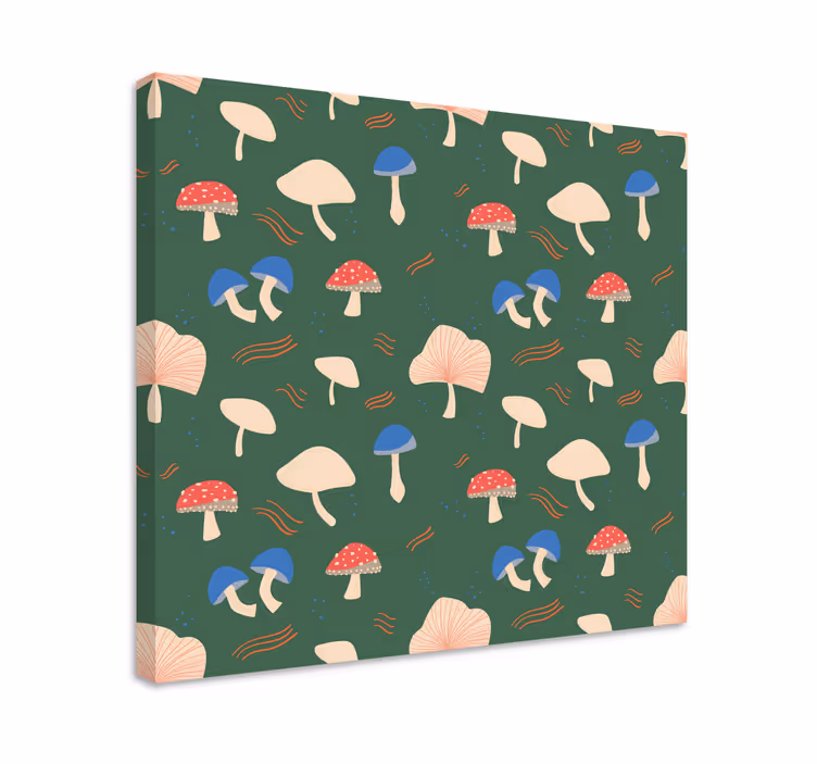 Cuadro de flores con patrones de hongos - TenVinilo