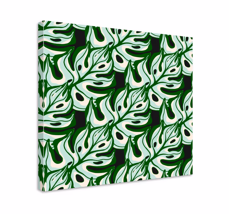Cuadro de flores con patrón de hojas de monstera - TenVinilo