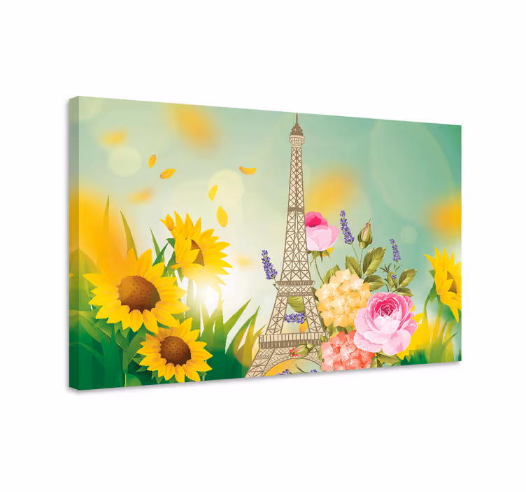 Cuadro de flores torre eiffel floral - TenVinilo