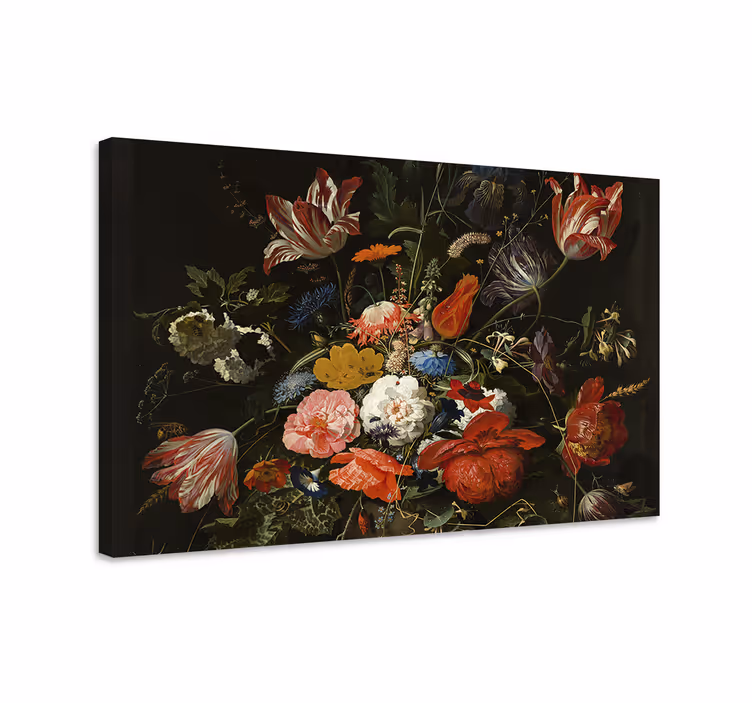 Cuadro en arte Flores rojas, azules y blancas - TenVinilo