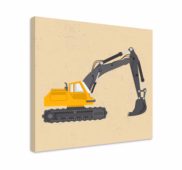 Cuadro infantil Dibujo de excavadora amarilla - TenVinilo