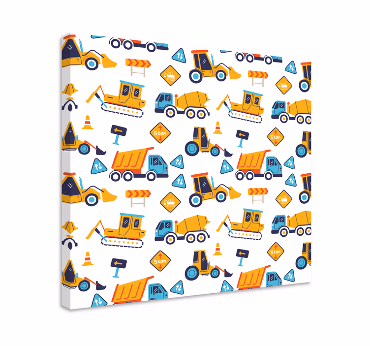 Cuadro infantil vehículo de construcción divertido - TenVinilo