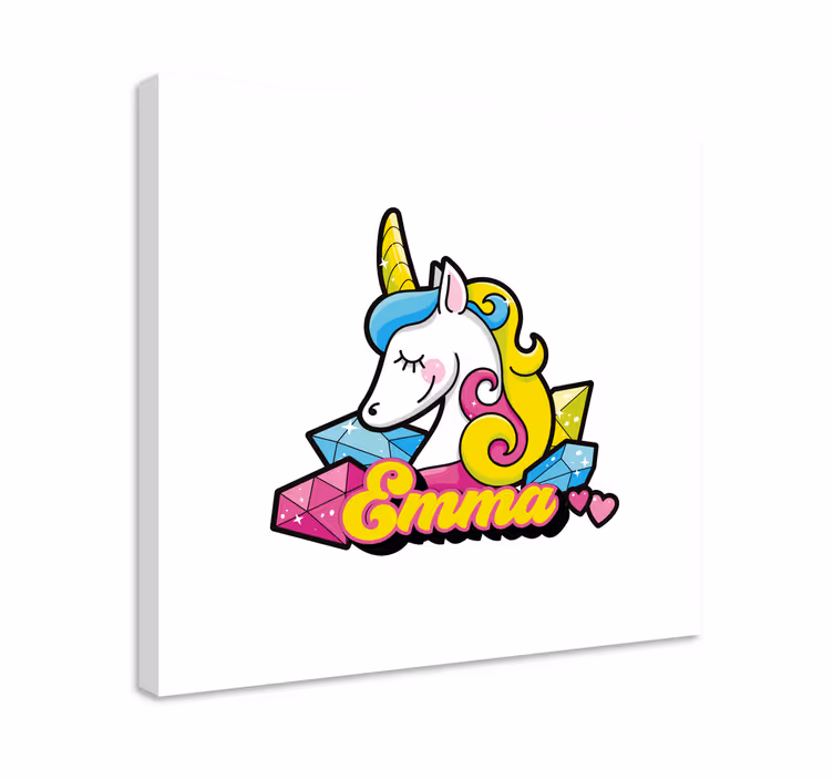 Cuadro personalizable Bonito unicornio de diamantes - TenVinilo
