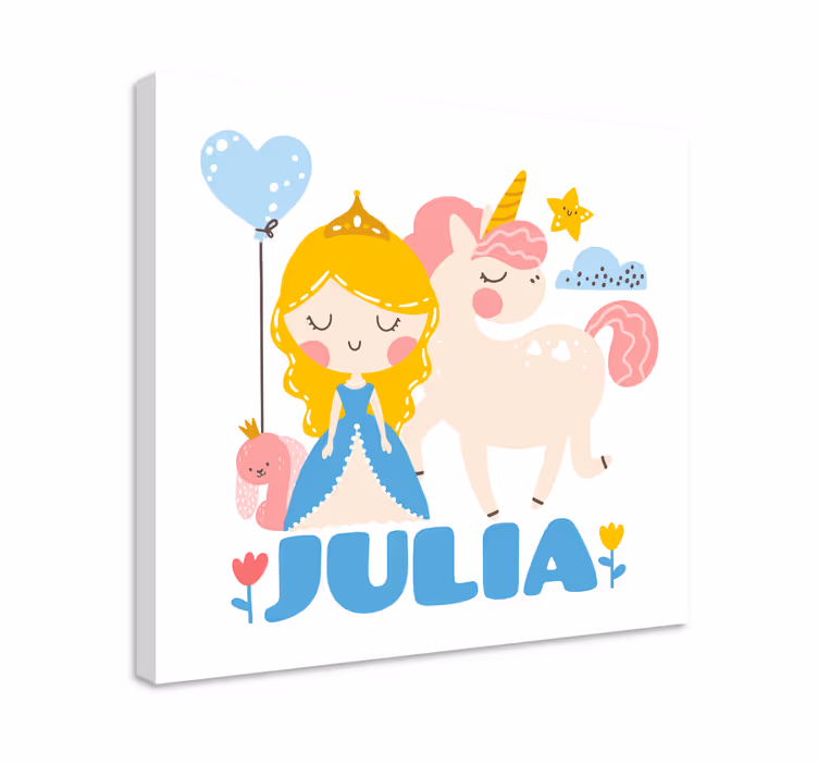 Cuadro infantil princesa con unicornio - TenVinilo