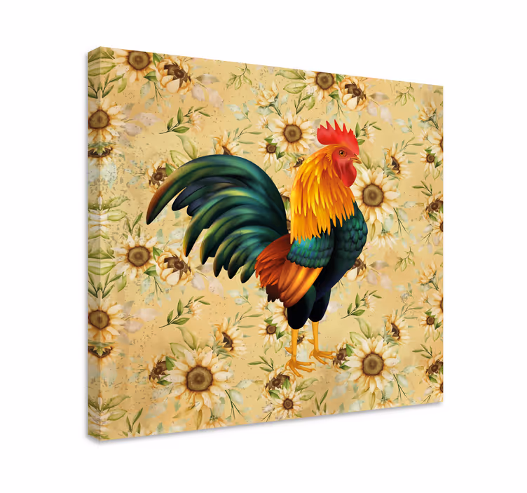Cuadro aves retrato de gallo vívido - TenVinilo