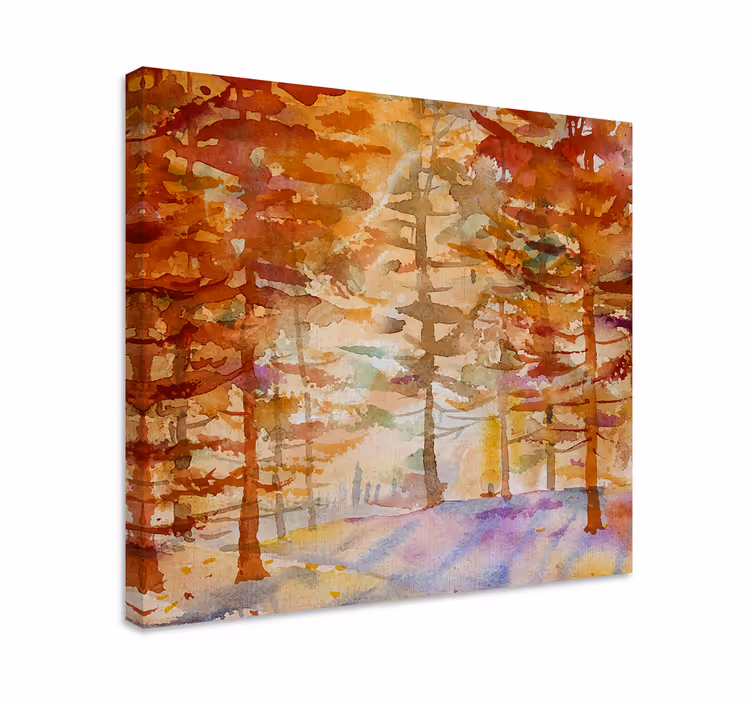 Cuadro paisajes Arboles pintados de naranja - TenVinilo