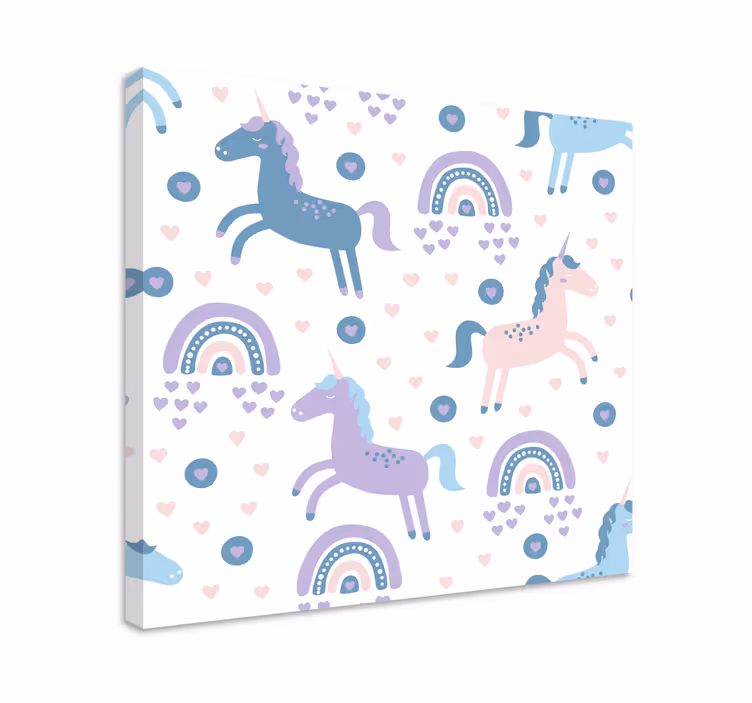 Cuadro infantil Patrón de unicornios de color pastel dulce - TenVinilo
