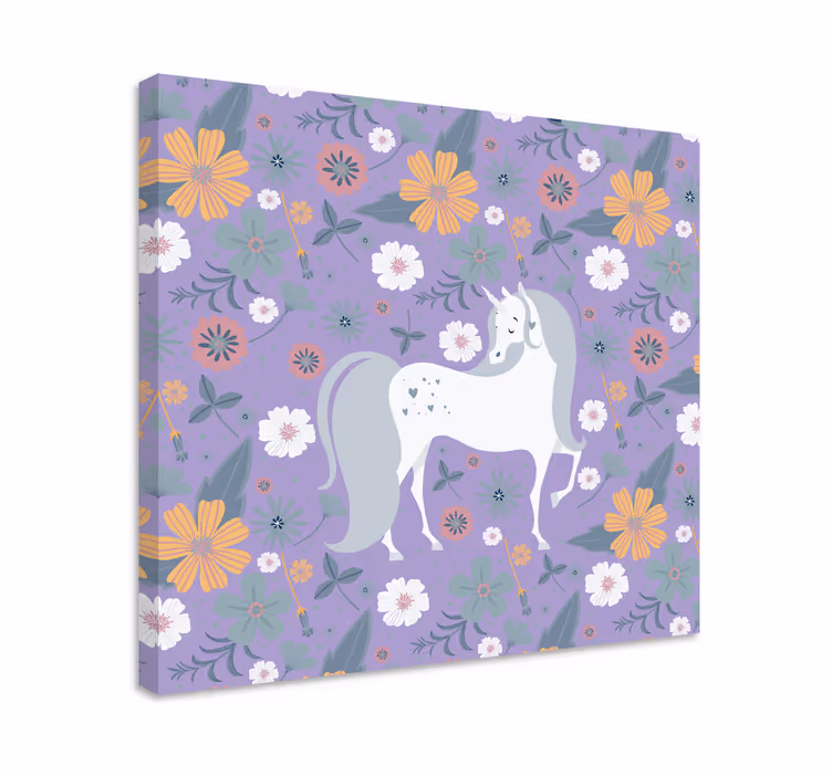 Cuadro infantil Unicornio floreado - TenVinilo