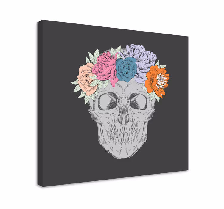 Cuadro de flores arreglo floral de calavera - TenVinilo