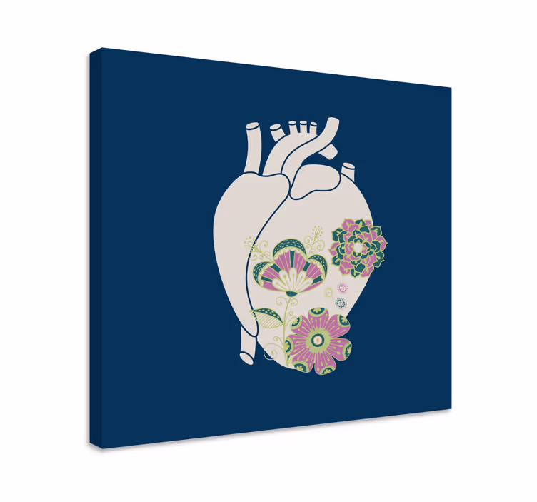 Cuadro abstracto diseño floral en forma de corazón - TenVinilo