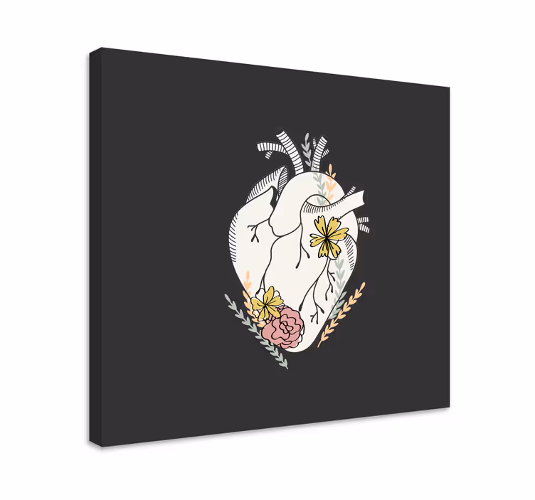 Cuadro paisajes composición de flores en forma de corazón - TenVinilo
