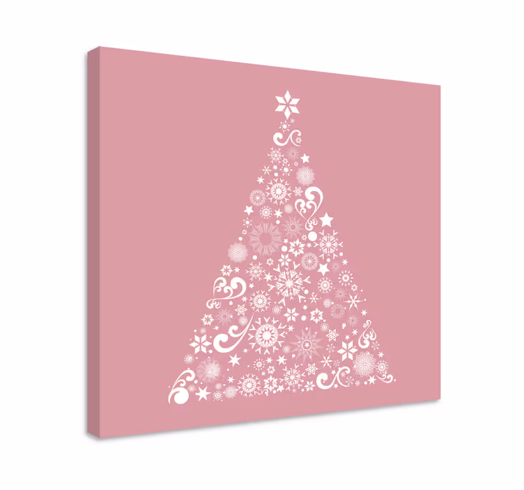 Cuadro de navidad árbol festivo de navidad en rosa - TenVinilo