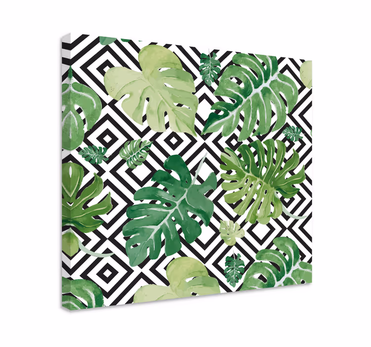 Cuadro de flores motivo de hoja tropical - TenVinilo