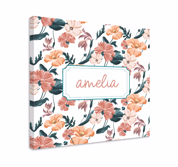 Cuadro personalizable Hermoso patrón de flores en colores pastel - TenVinilo