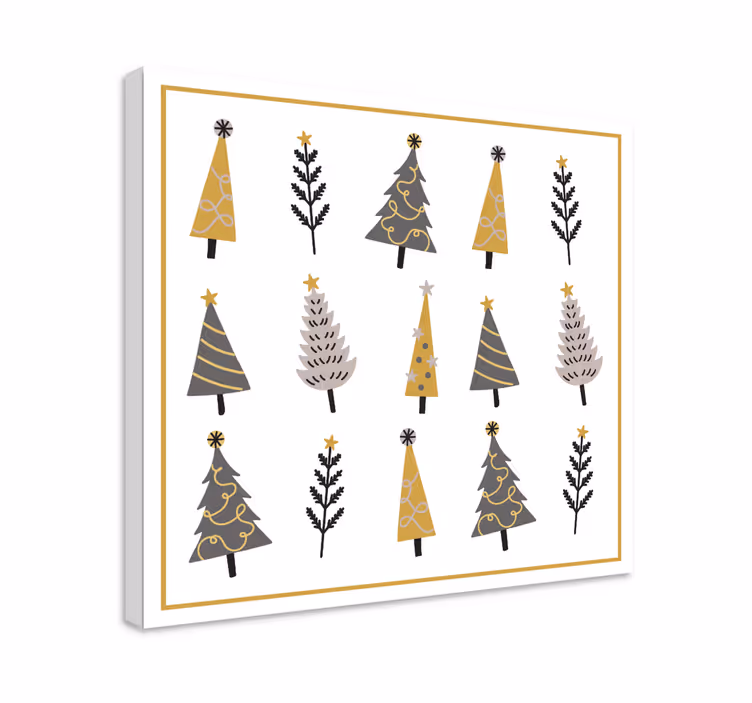 Cuadro de navidad Coloridos árboles navideños establecidos - TenVinilo