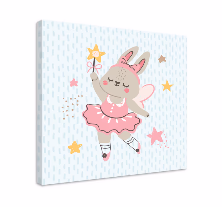 Cuadro infantil Ilustración de hada de conejo con estrellas - TenVinilo