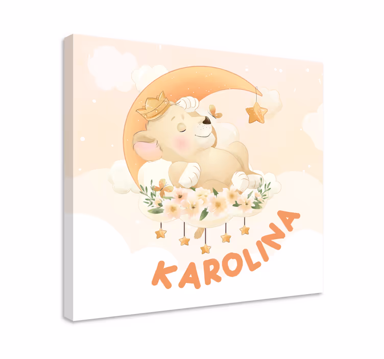 Pintura habitación bebé Lindos animales león con nombre - TenVinilo