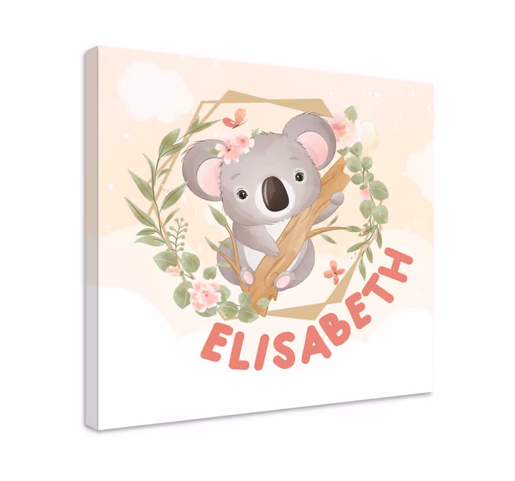 Pintura habitación bebé Lindos animales koala con nombre - TenVinilo