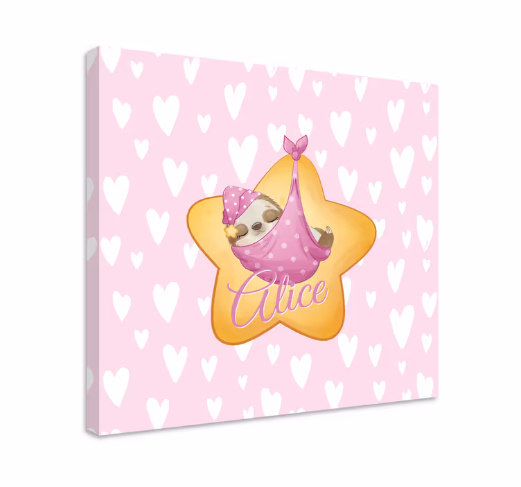 Pintura habitación bebé Lindo perezoso para niña con nombre - TenVinilo