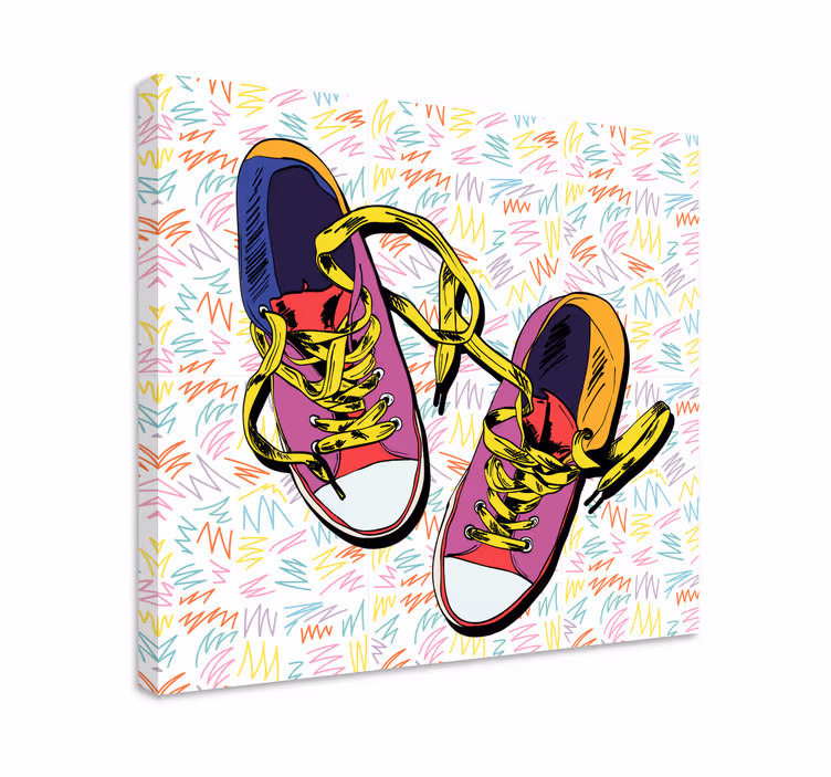 Cuadro con superhéroes diseño de zapatillas coloridas - TenVinilo