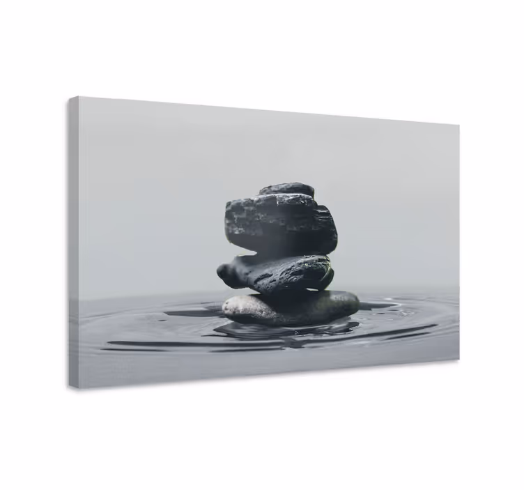 Cuadro paisajes Equilibrio de la pirámide de guijarros contra el  - TenVinilo