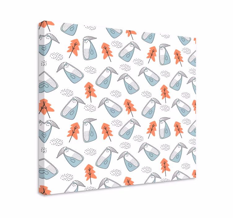Cuadro nórdico Lindos pingüinos minimalistas con árboles - TenVinilo