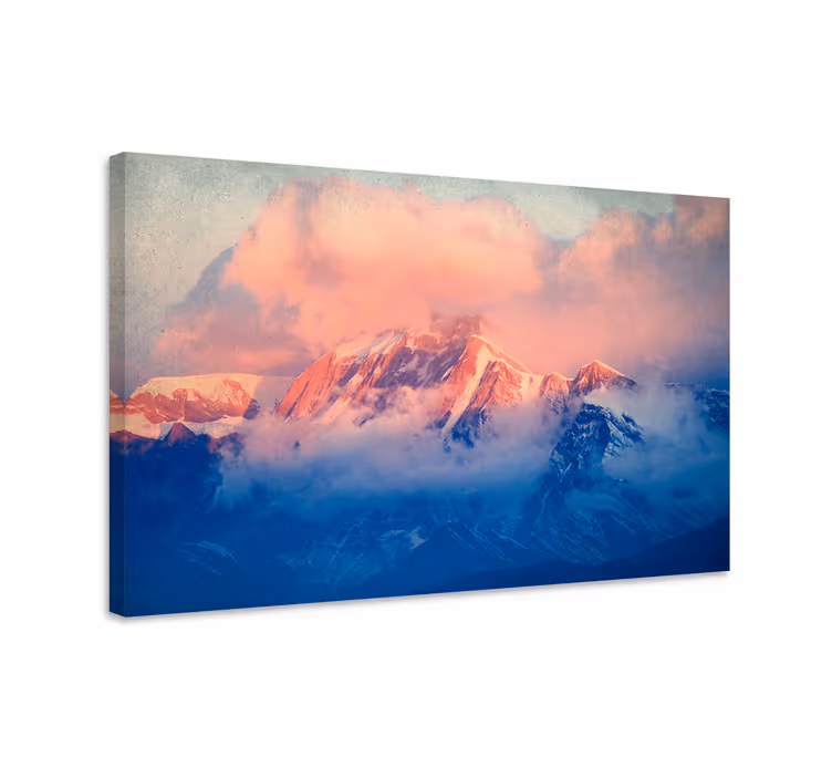 Cuadro paisajes atardecer en picos de montaña - TenVinilo
