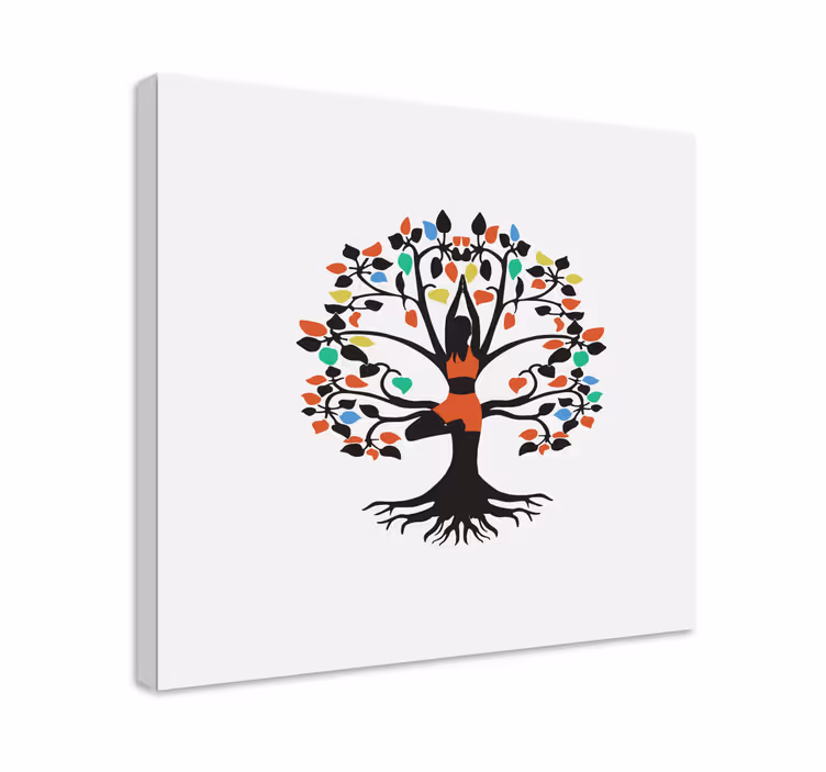 Cuadro casa Pose de árbol de yoga colorido - TenVinilo