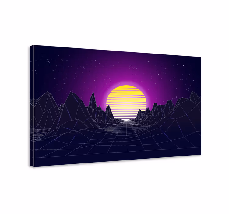 Cuadro moderno paisaje geométrico del atardecer - TenVinilo