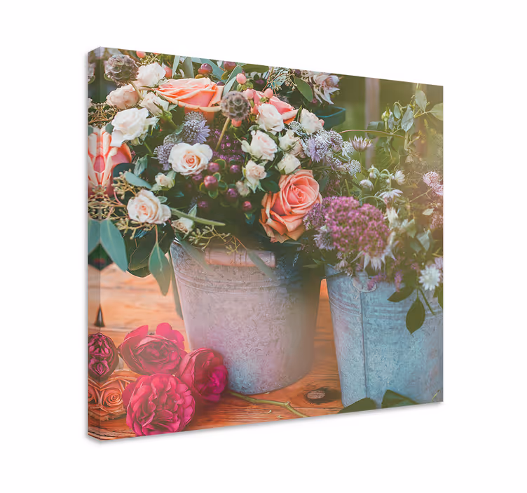 Cuadro de flores exposición de cestas de flores - TenVinilo