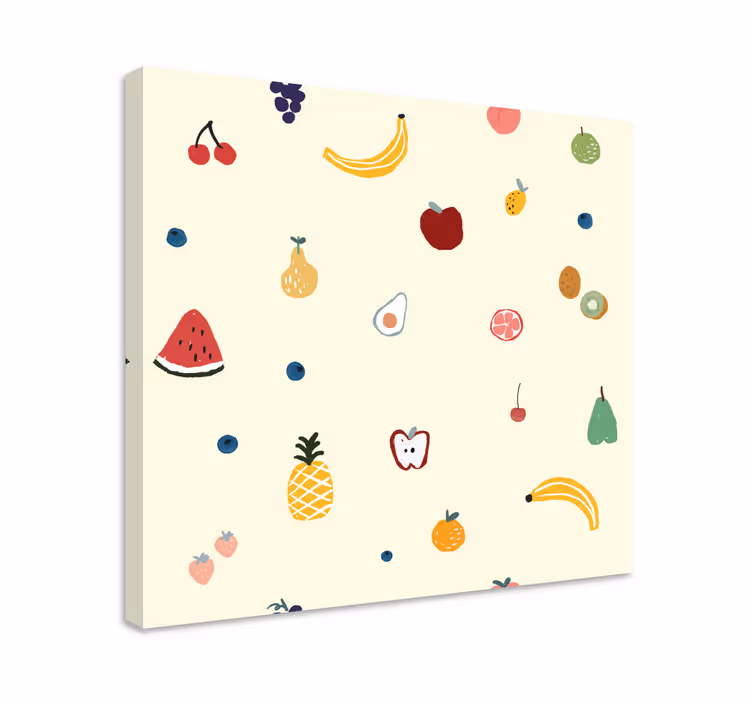 Cuadro bodegones frutas coloridas dispersas - TenVinilo