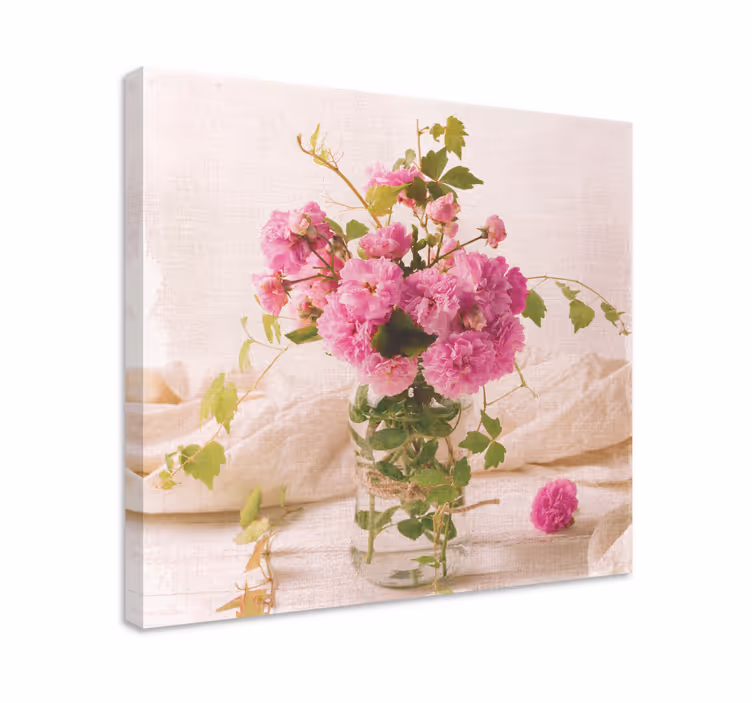 Cuadro vintage Rosas moribundas pintadas en una maceta - TenVinilo