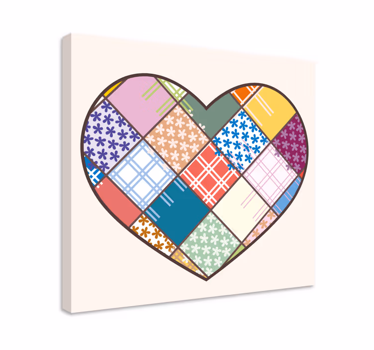 Cuadro frase motivadora diseño de corazón en parchwork - TenVinilo