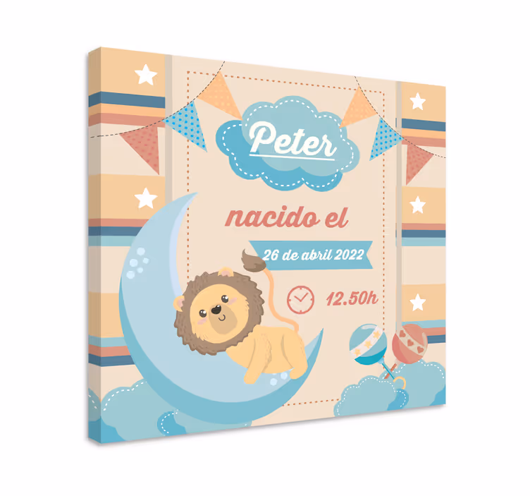 Cuadro personalizable Información de nacimiento con lyon - TenVinilo
