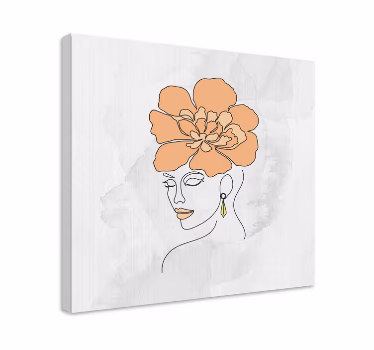 Cuadro artístico retrato floral elegante - TenVinilo