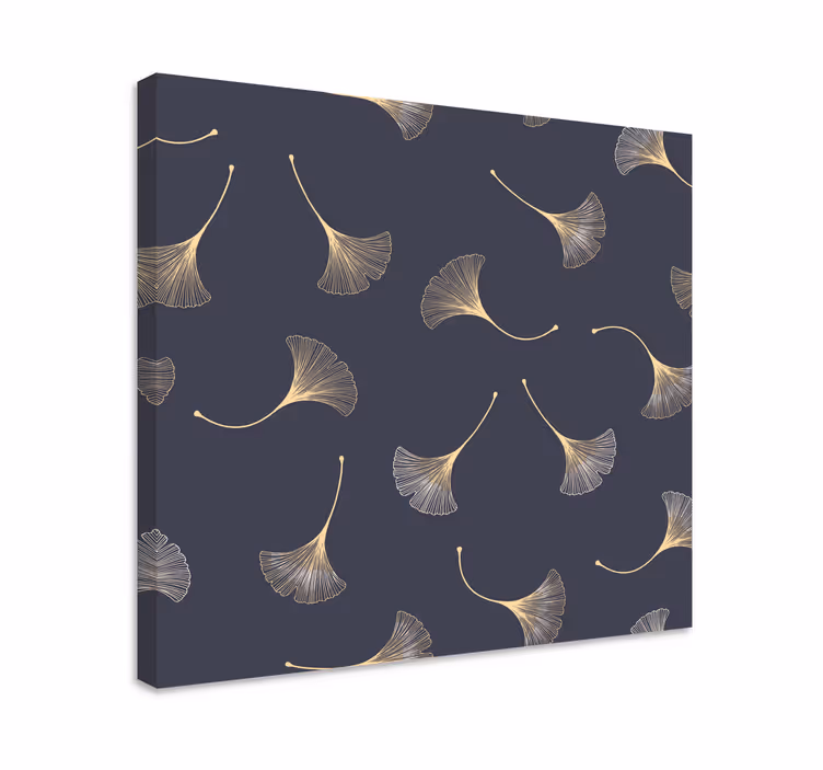 Cuadro moderno Hoja de ginkgo azul marino y dorado - TenVinilo