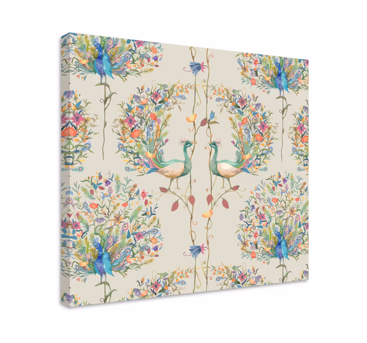 Cuadro aves Jardín con decoración ecléctica y pájaros - TenVinilo