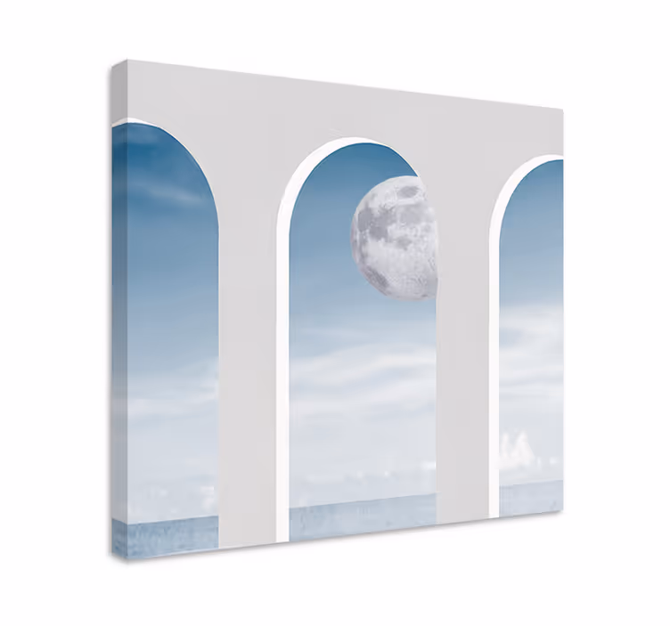Cuadro paisajes Idílica noche de luz de luna en grecia - TenVinilo