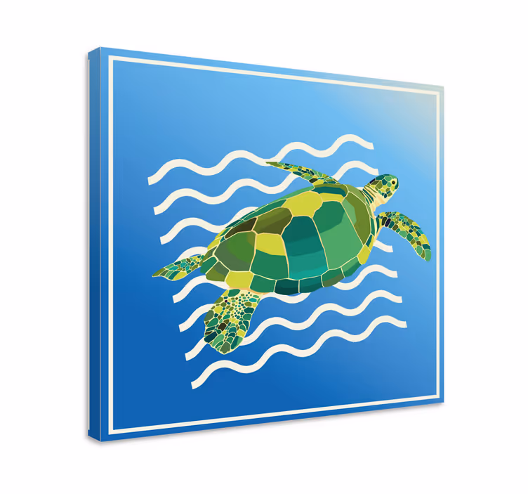Cuadro de peces nado de tortuga marina - TenVinilo