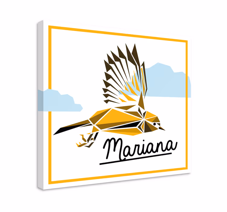 Cuadro aves Animales geométricos pájaro amarillo - TenVinilo