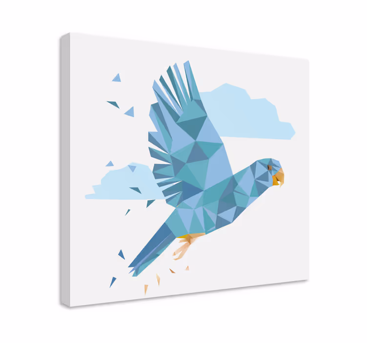 Cuadro aves Animales geométricos azul lindo loro - TenVinilo
