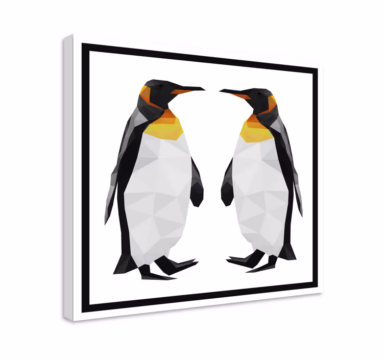 Cuadro aves Pareja de pingüinos de animales geométricos - TenVinilo