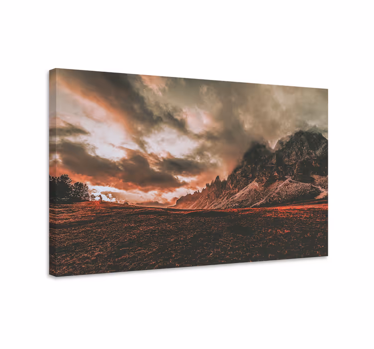 Cuadro paisajes atardecer dramático en montañas - TenVinilo