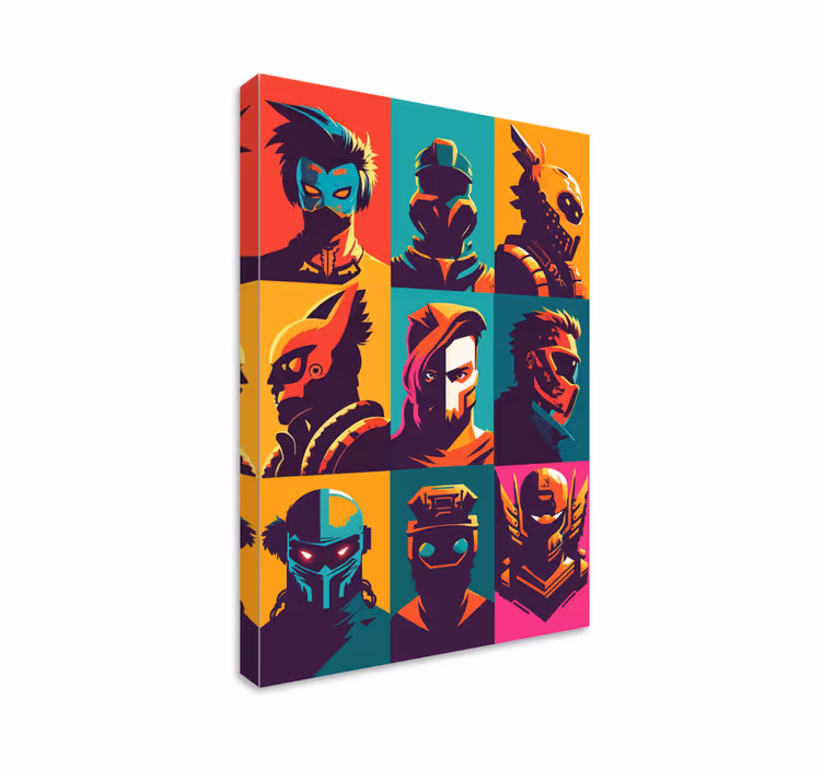 Cuadro decorativo videojuego personajes épicos de arte pop - TenVinilo