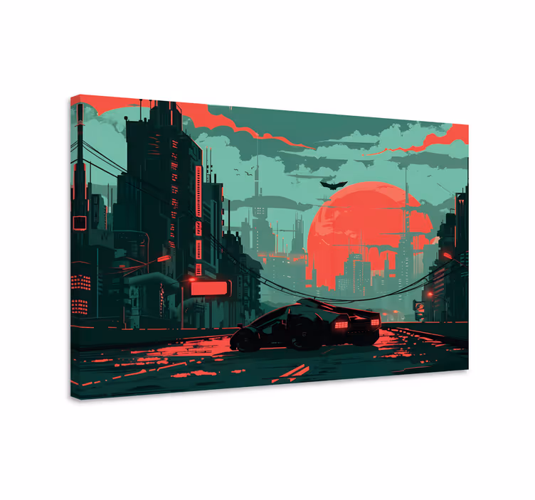 Cuadro decorativo videojuego ciudad cibernética - TenVinilo
