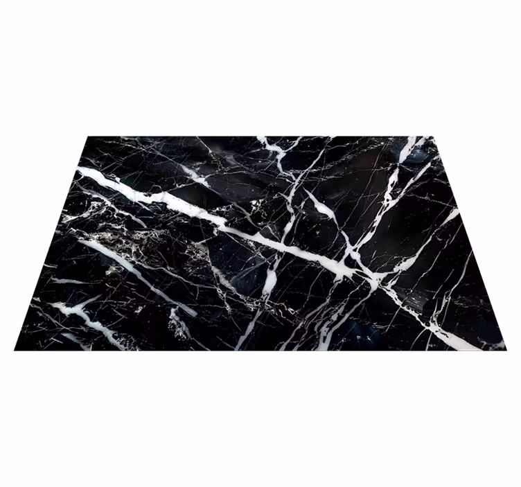 Alfombra vinilica negra mármol en tonos blancos - TenVinilo