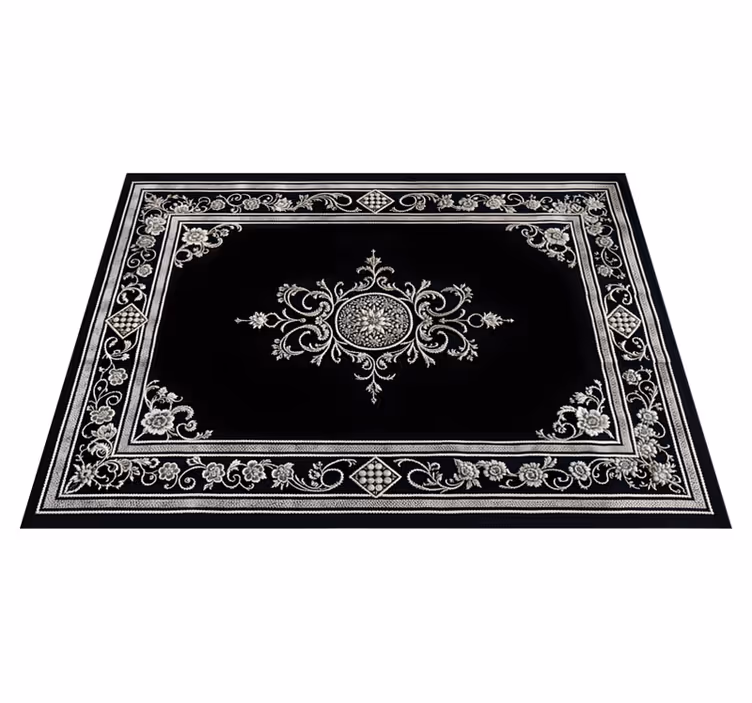 Alfombra vinilica negra diseño oriental clásico - TenVinilo