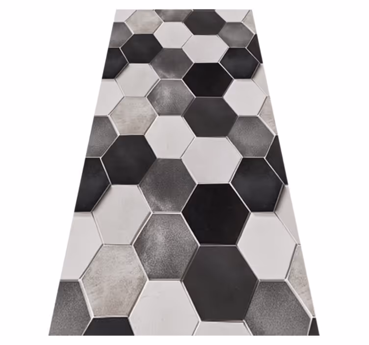 Alfombra vinílica cocina hexágonos grises - TenVinilo