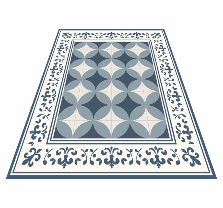 Alfombra vinílica hidráulica motivo azul y blanco - TenVinilo