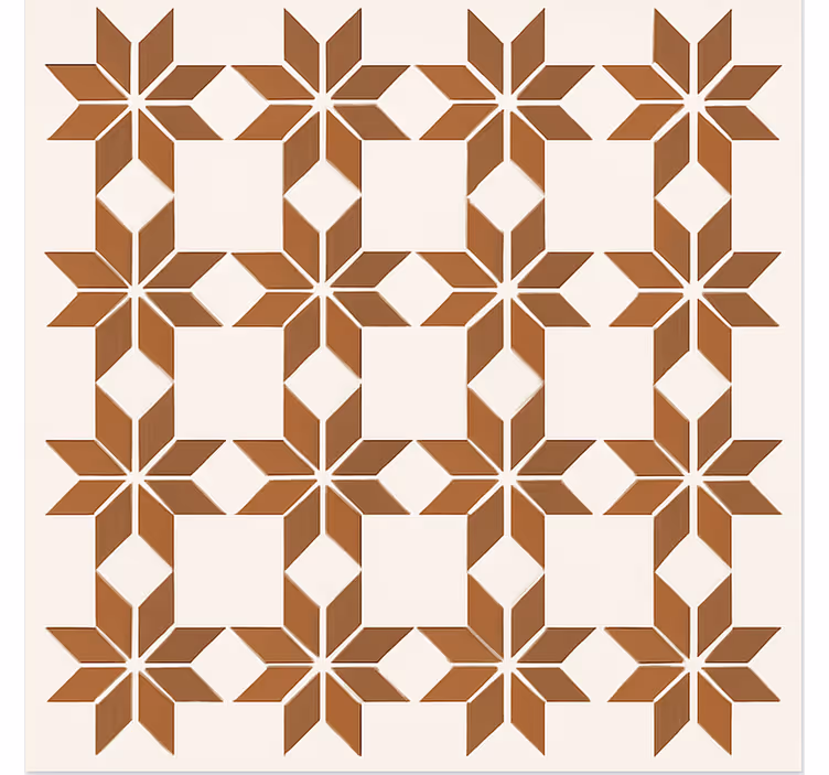 Alfombra vinilo comedor baldosas de estrella de terracota - TenVinilo